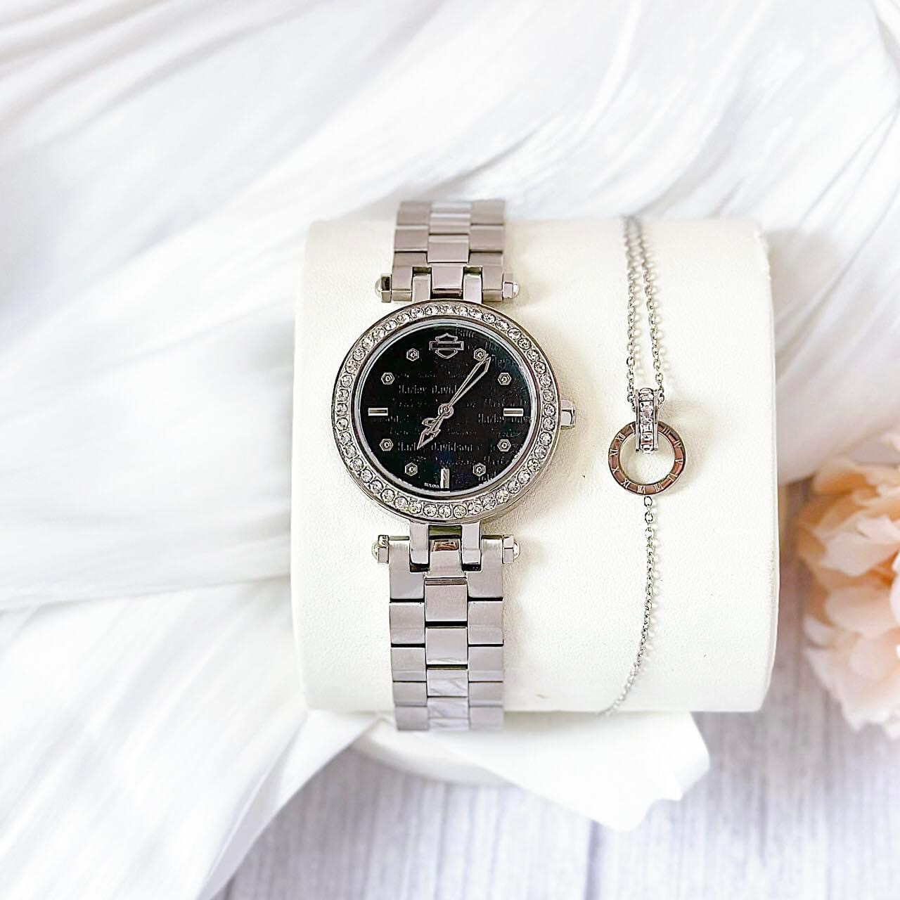 (ĐỒNG HỒ NỮ) Bulova Harley Davidson Embellished Crystals Quartz Women's 20 mm Watch 76L177 36mm