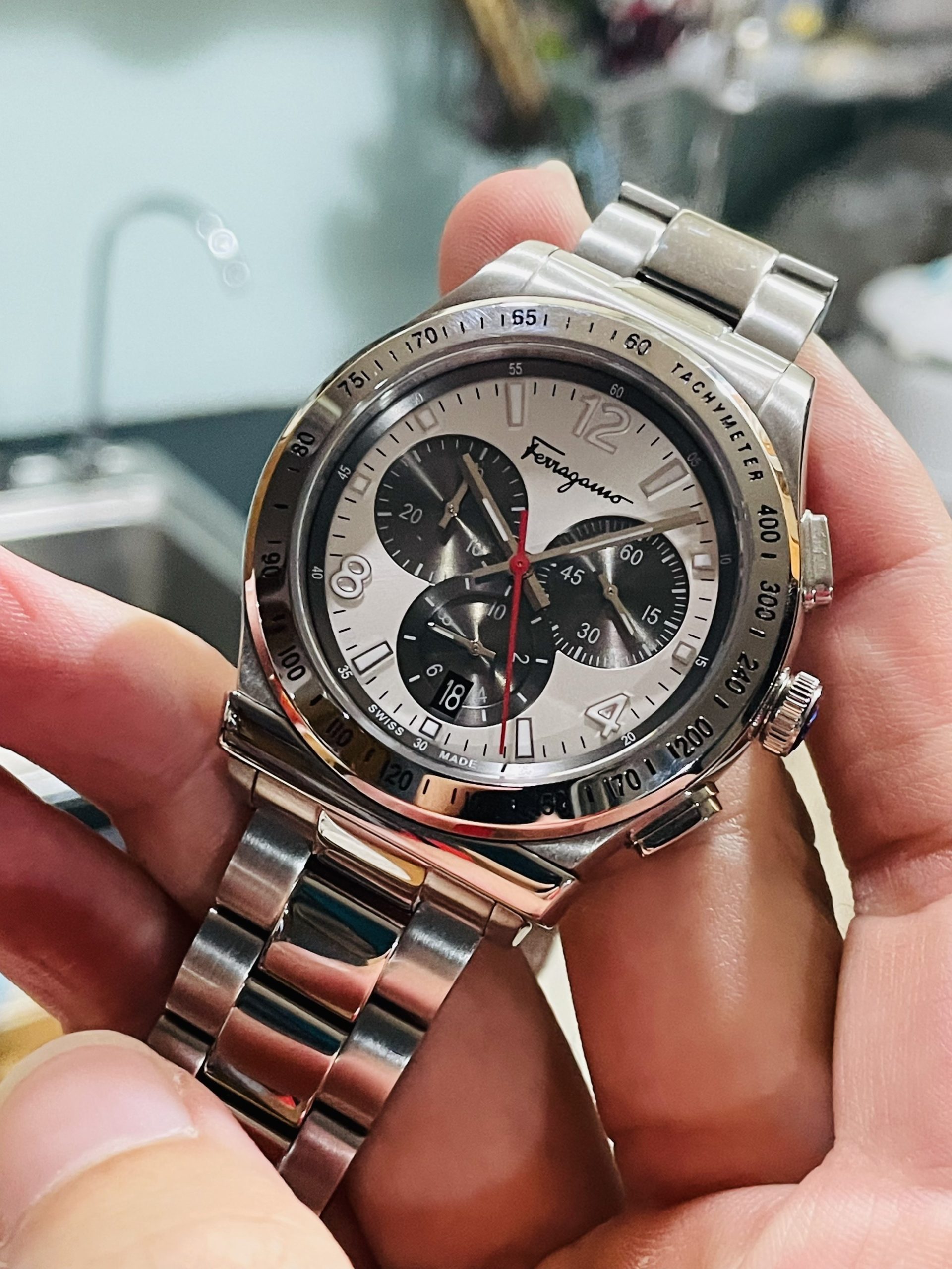 Ảnh 3 của (DEAL LƯỚT) (ĐỒNG HỒ NAM) Ferragamo 1898 Chronograph Quartz Silver Dial Watch SFHW00320 42mm