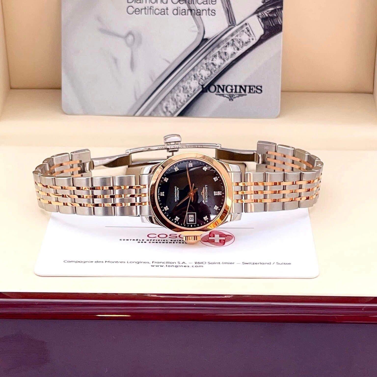 Ảnh 5 của (ĐỒNG HỒ NỮ) Longines Record Black Demi Rose L2.320.5.57.7 26mm