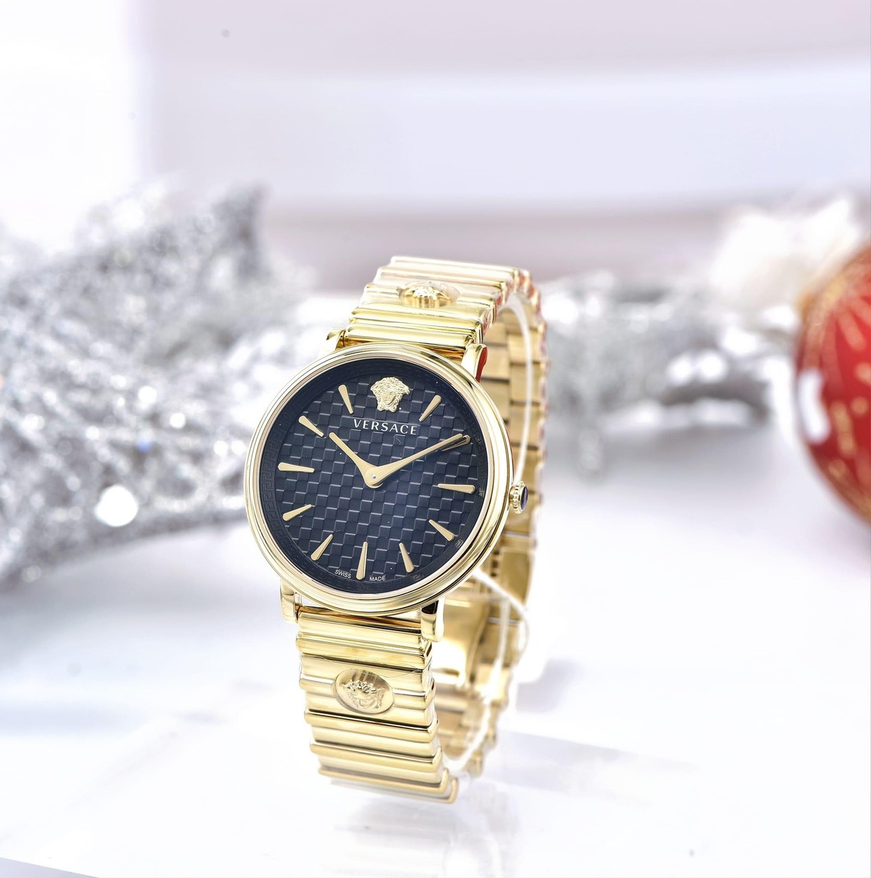(ĐỒNG HỒ NỮ) Versace V-Circle Logomania Edition Watch VE8101519 38mm Màu Vàng Gold