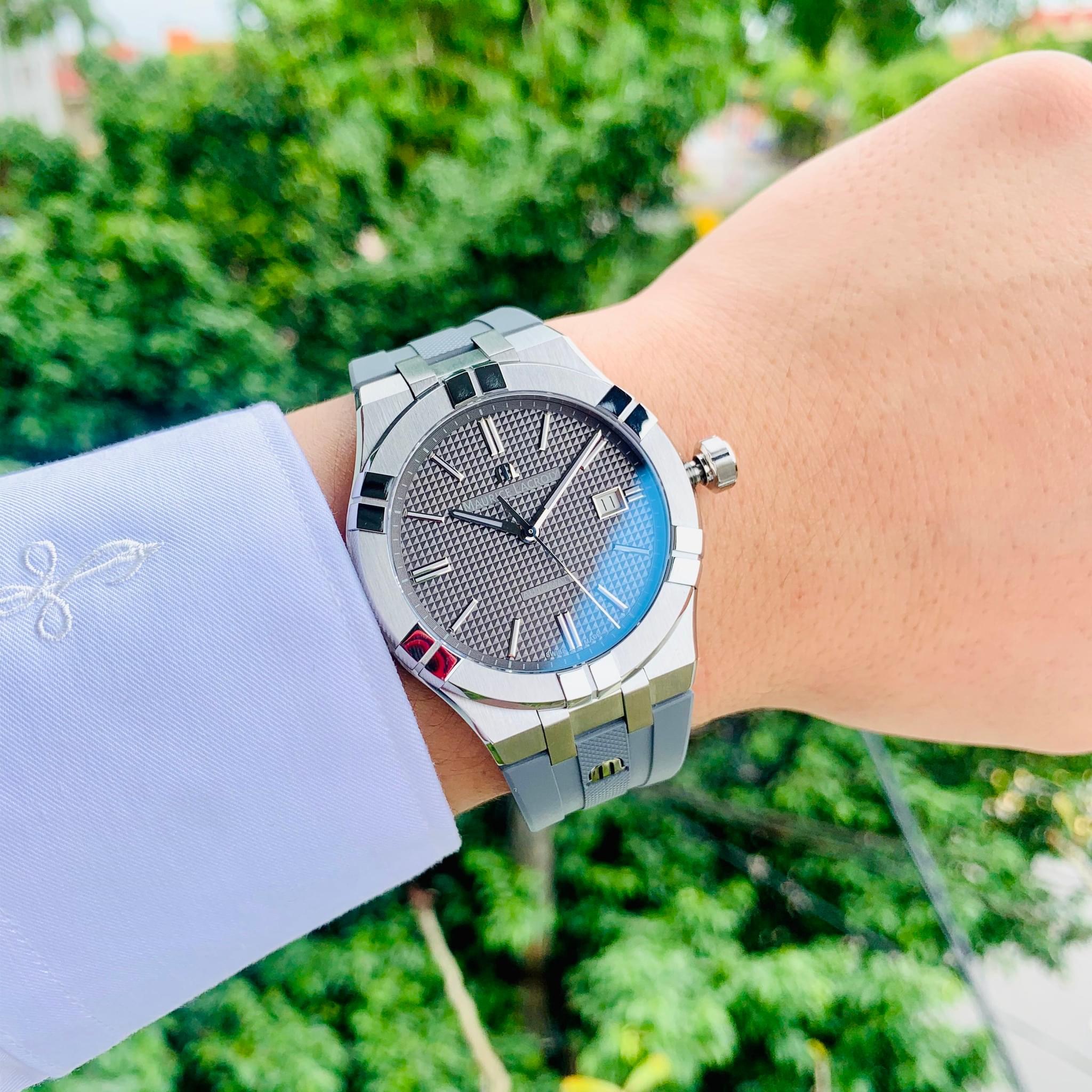 Ảnh 2 của (ĐỒNG HỒ NAM) (New) Maurice Lacroix Aikon Gray 42mm - AI6008-SS00F-230-A ( AI6008SS00F230A ) kèm dây cao su
