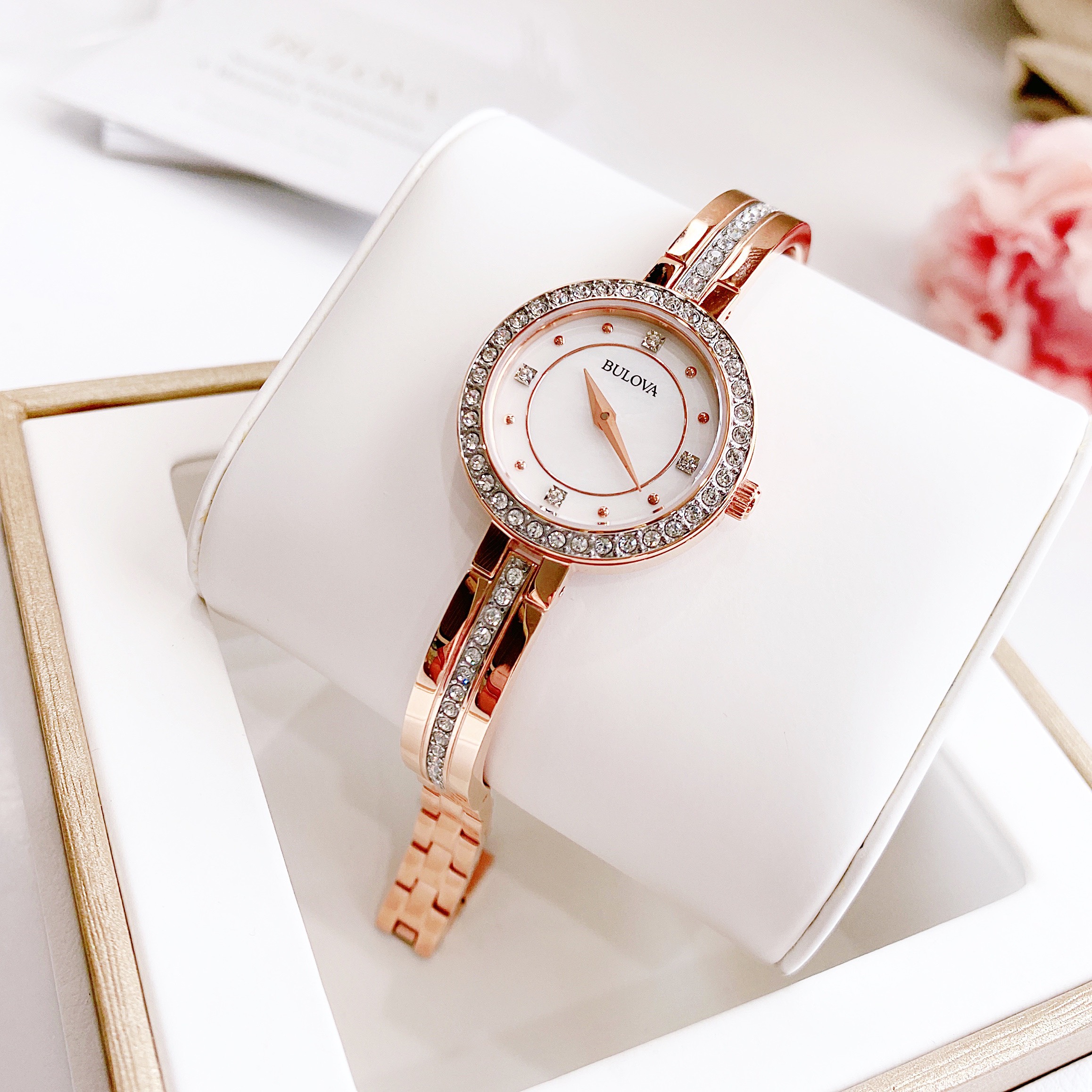 Ảnh 2 của (ĐỒNG HỒ NỮ) Bulova (98L298) Ladies Crystal Collection Rose Gold Tone 26mm Watch