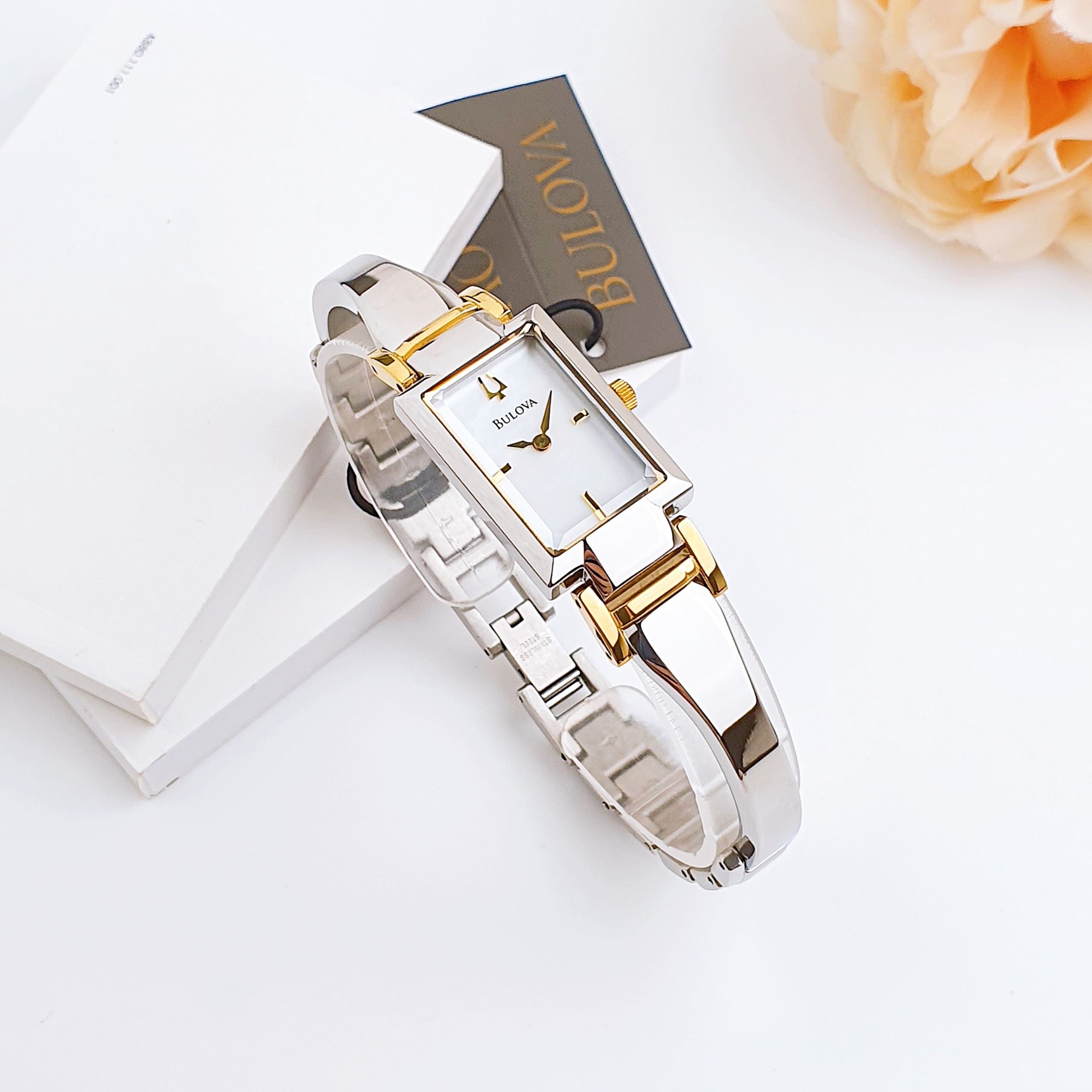 Ảnh 2 của (ĐỒNG HỒ NỮ) BULOVA 98L149 Mother of Pearl Dial Two Tone Stainless Steel Bangle Ladies Watch