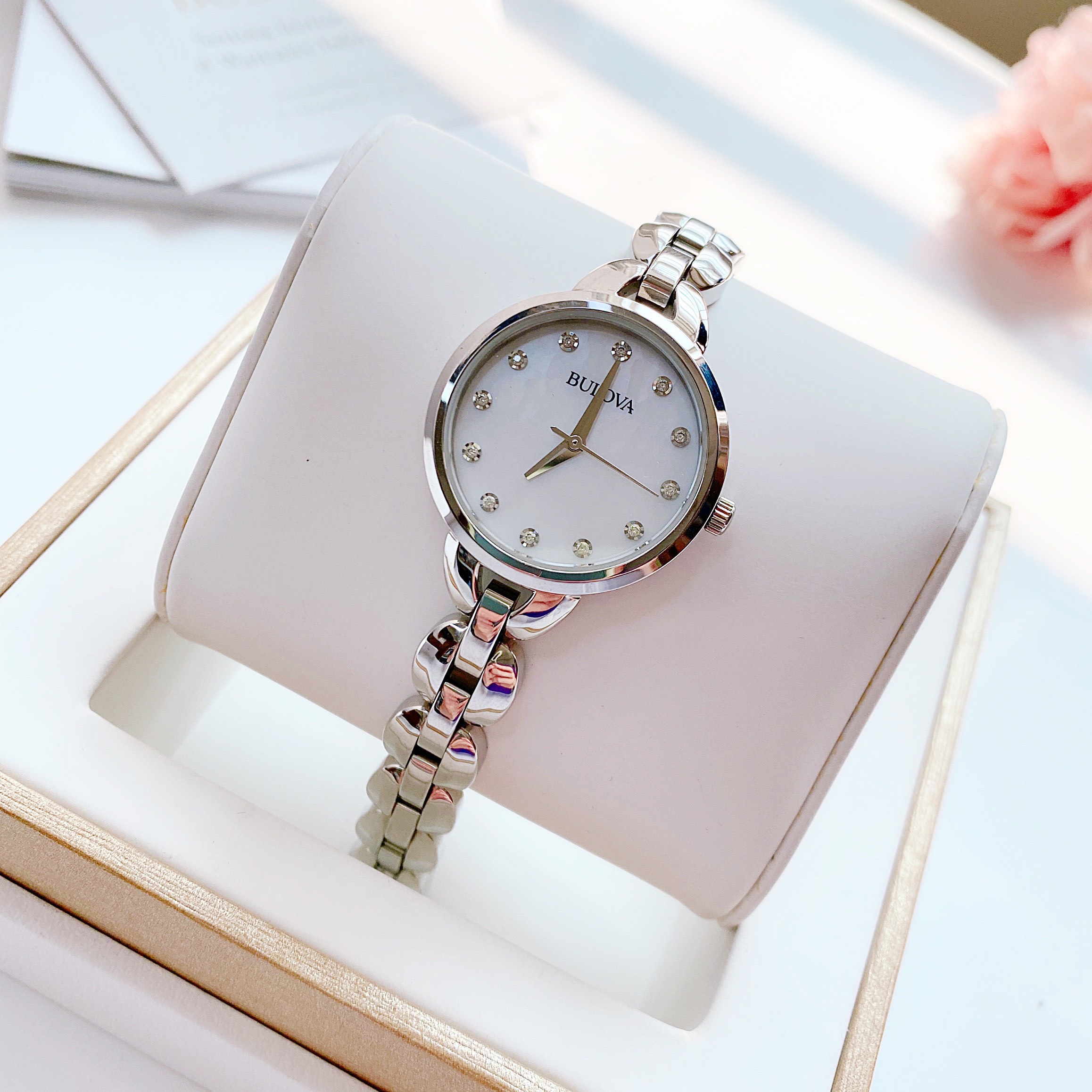 (ĐỒNG HỒ NỮ) BULOVA 96L204 FACETS COLLECTION SILVER TONE 27mm