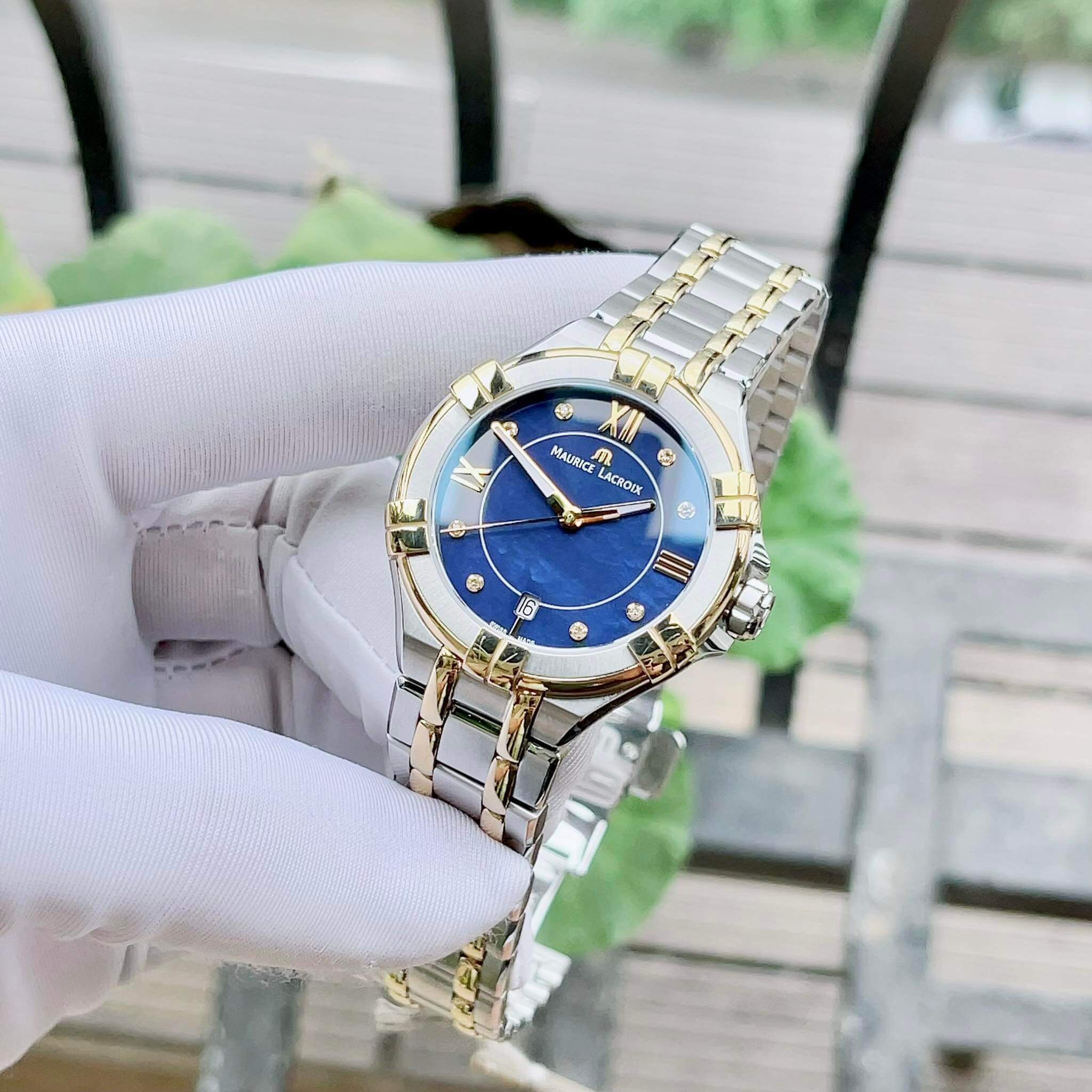 Ảnh 3 của ĐỒNG HỒ NỮ Maurice Lacroix AIKON Diamond Watch two tone blue AI1006-PVY13-470-1 (AI1006PVY134701 ) 35mm