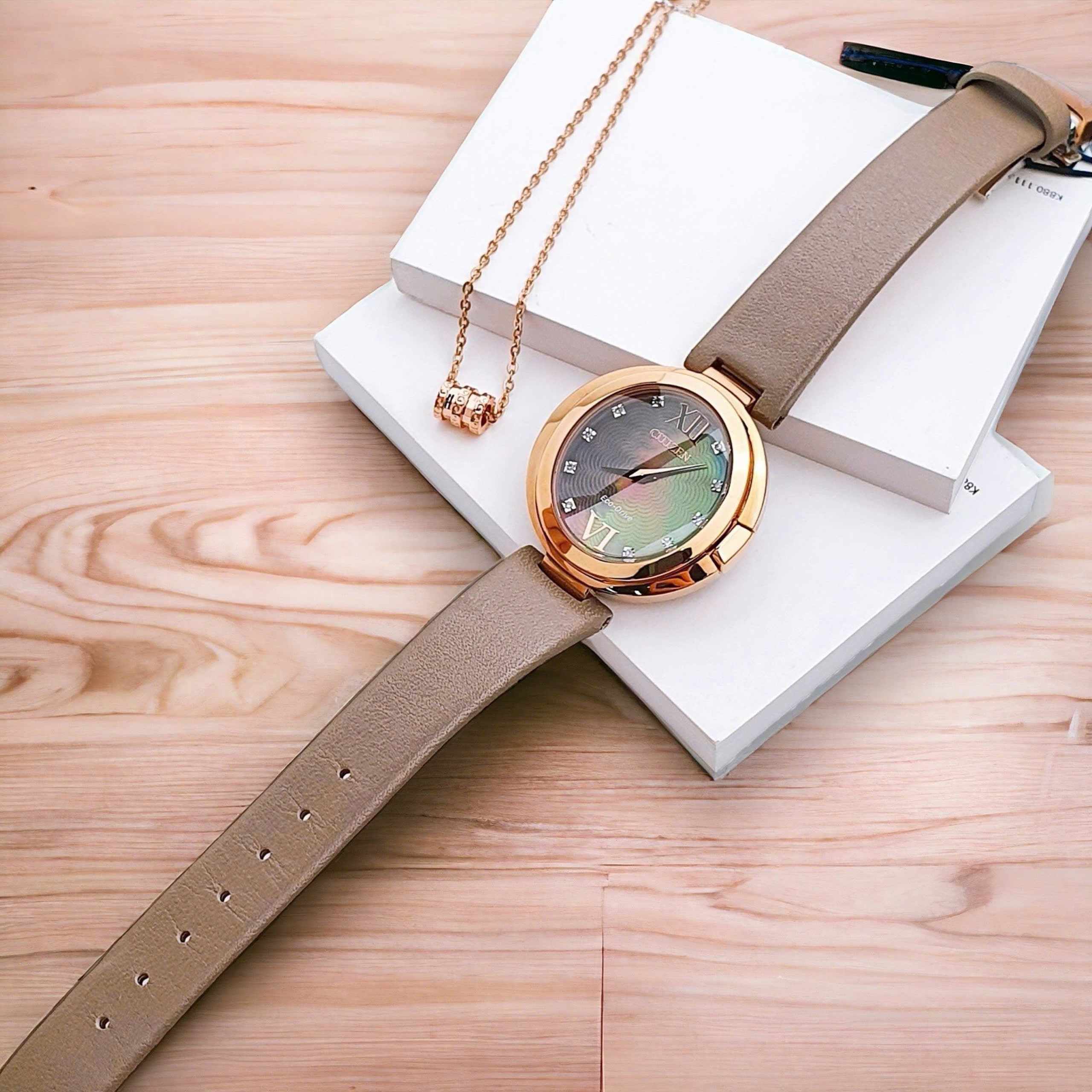 Ảnh 2 của (ĐỒNG HỒ NỮ) Citizen Women's Capella Taupe Dial / Brown Leather Watch EX1513-00Y ( EX151300Y)