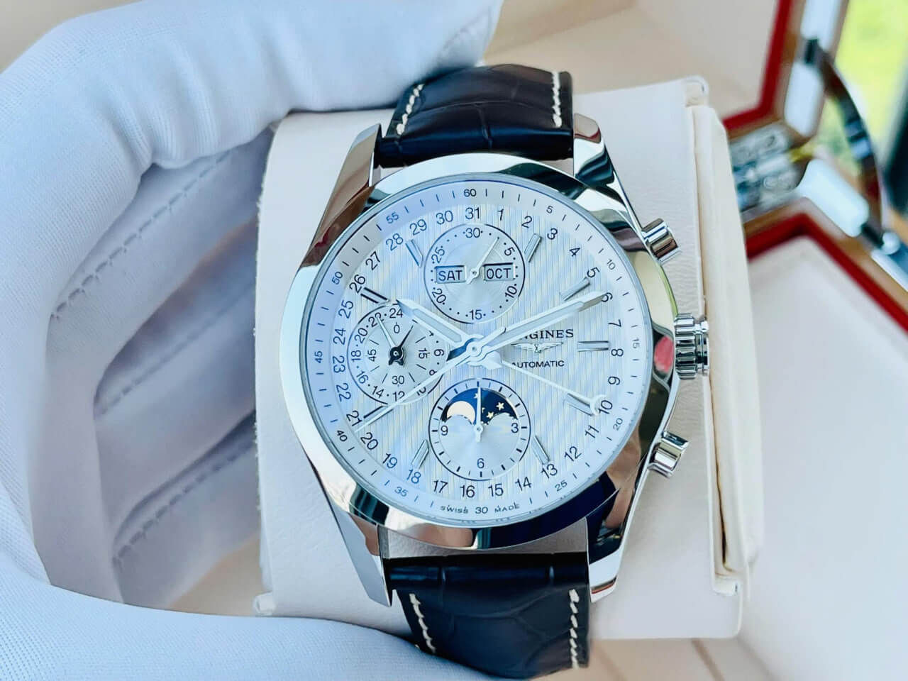(ĐỒNG HỒ NAM) (NEW) Longines Conquest Automatic Moonphase L2.798.4.72.3 (L27984723) 42mm