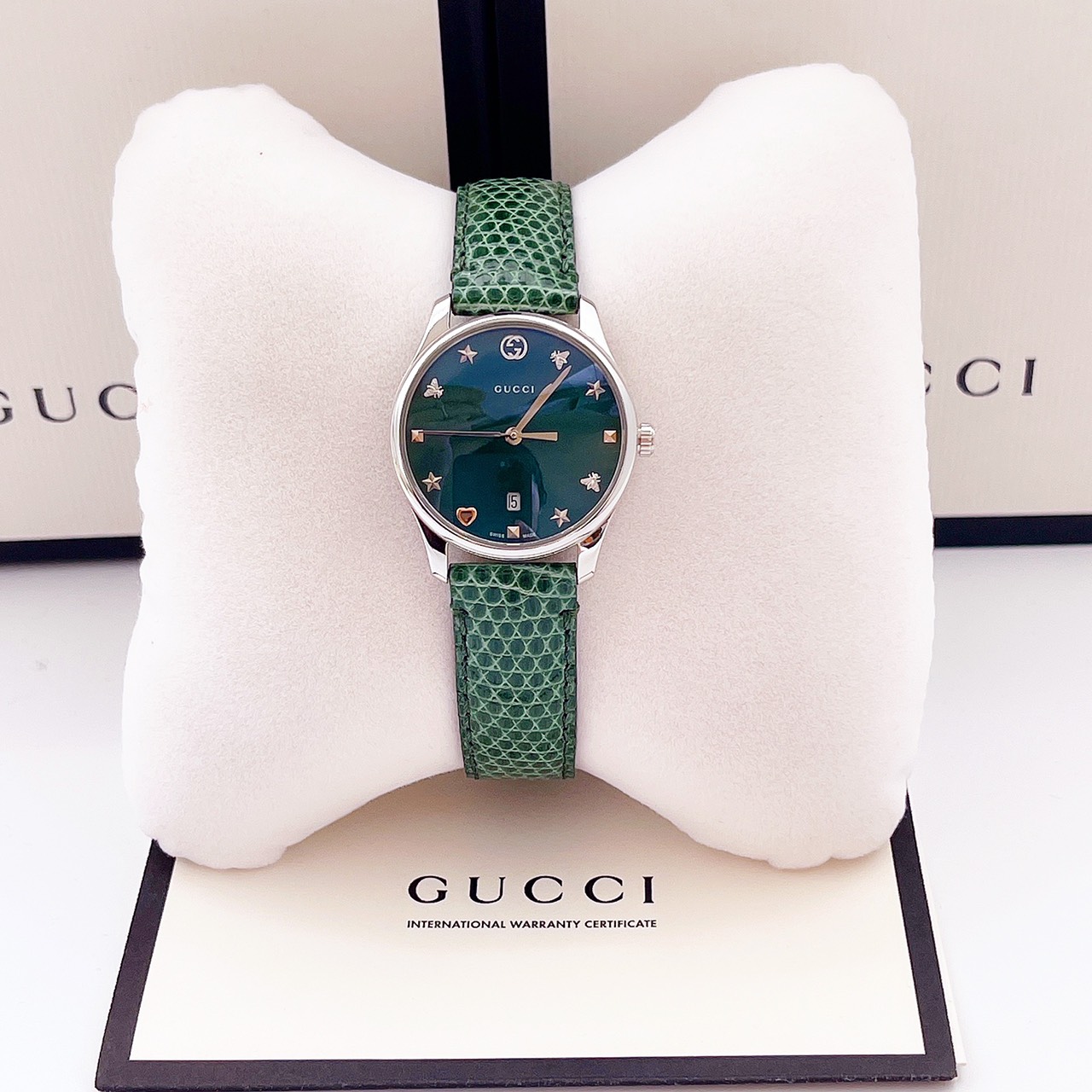 Ảnh 4 của (ĐỒNG HỒ NỮ) Gucci G-Timeless Green Mother of Pearl Dial YA1264042 36mm