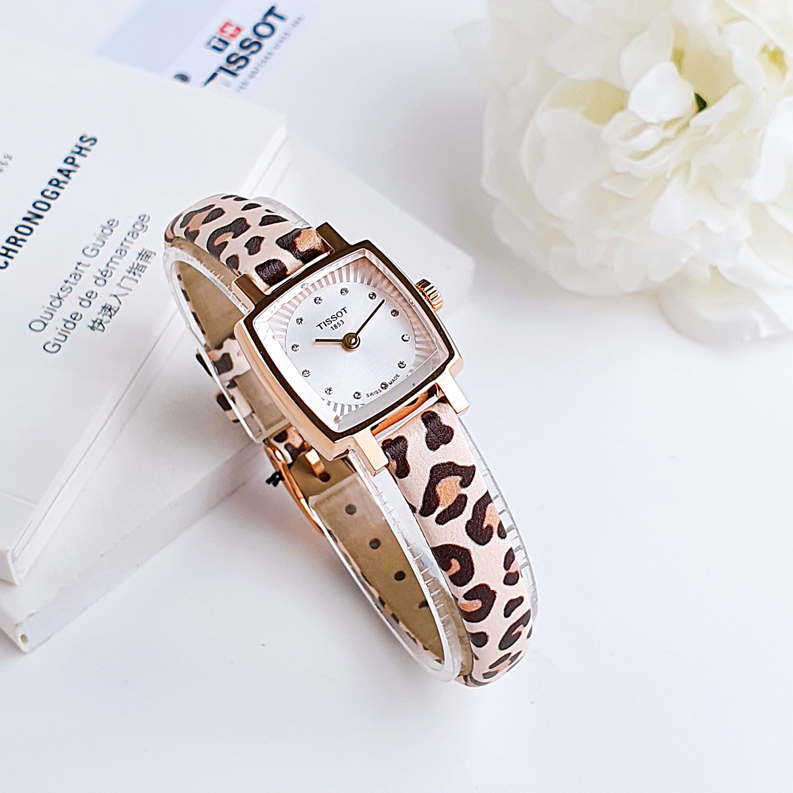Ảnh 2 của (ĐỒNG HỒ NỮ) Tissot Lovely Square T058.109.37.036.00 (T0581093703600)– Quartz (Pin) – Mặt Số 20mm, Đính Kim Cương, Dây Đeo Da Báo
