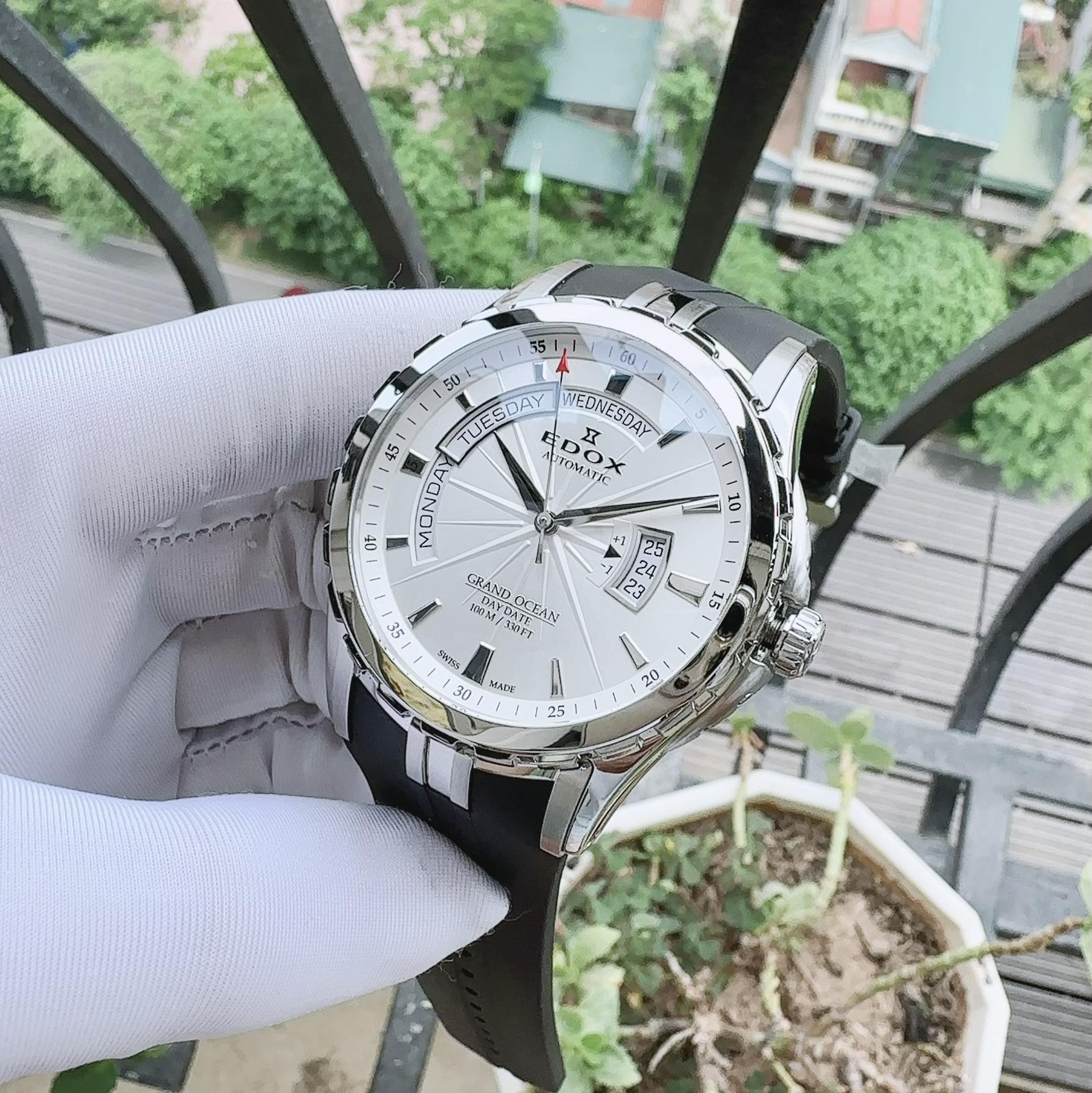 Ảnh 2 của (ĐỒNG HỒ NAM) (NEW) EDOX 83006-3CA-AIN(83006 3CA) AIN Grand Ocean Automatic Silver Dial Men's Watch,45MM