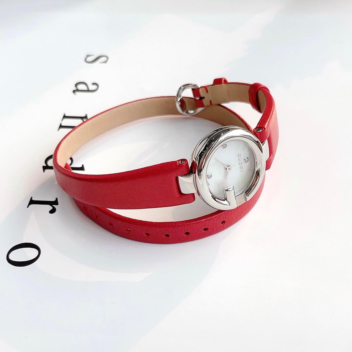 Ảnh 7 của (ĐỒNG HỒ NỮ) Gucci Quartz YA134508 Guccissima Mother of Pearl Dial Red Leather Ladies Watch 28mm